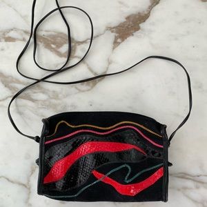 Vintage Carlos Falchi Black Canvas Crossbody